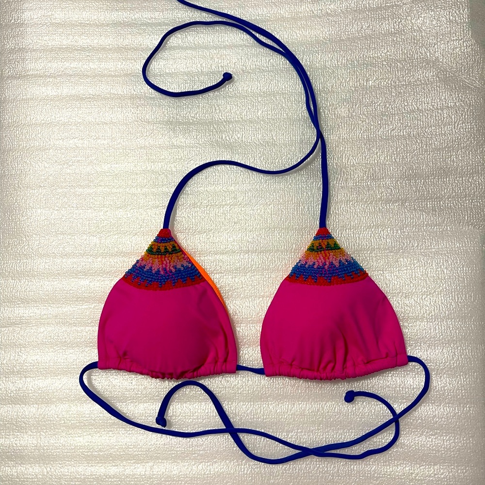 Hollister Swim String Multicolor Beaded Bikini Top Size M